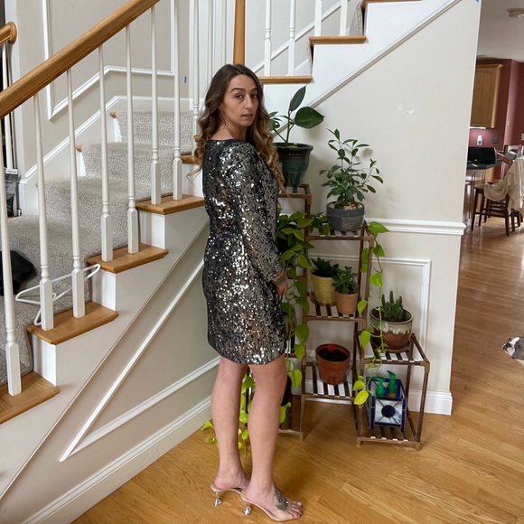 T. Tahari Silver Sequin Night-Out Dress - Picture 5 of 14